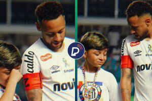 Em a&ccedil;&atilde;o do Dia Mundial do Autismo, Neymar acolhe mascotinho que estava chorando: "Pode me abra&ccedil;ar"