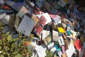 Prefeitura joga centenas de livros de biblioteca p&uacute;blica no lixo