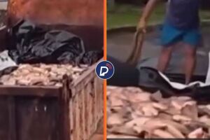 Prefeitura causa revolta ao distribuir peixe da Semana Santa para popula&ccedil;&atilde;o em ca&ccedil;amba de lixo