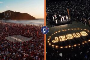 Multid&atilde;o de fi&eacute;is lotam praia nas primeiras horas do dia para celebrar a Sexta-Feira Santa (3)