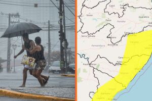 Alerta de perigo potencial de acumulado de chuvas foi emitido pelo Inmet.