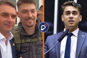 Fl&aacute;vio Bolsonaro, Jair Renan Bolsonaro e Nikolas Ferreira. 