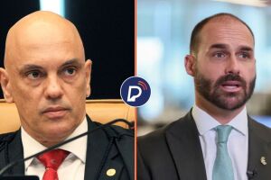 Ministro Alexandre de Moraes e o ex-deputado Eduardo Bolsonaro