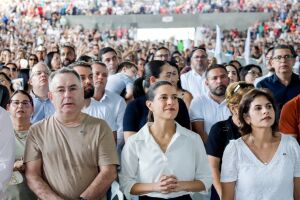 Governadora Raquel Lyra, vice-governadora Priscila Krause e prefeito de Arcoverde, Zeca Cavalcanti