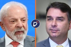 Presidente Luiz In&aacute;cio Lula da Silva (PT) e o senador Fl&aacute;vio Bolsonaro (PL-RJ). 