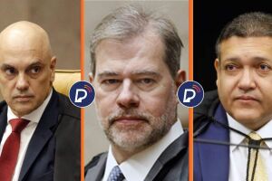 Ministros do STF Alexandre de Moraes, Dias Toffoli e Nunes Marques.