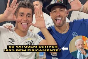 Neymar e Nikolas Ferreira juntos em jogo do Santos.