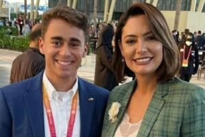 Nikolas Ferreira e Michelle Bolsonaro.
