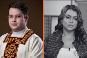 Padre Danilo C&eacute;sar e Preta Gil.