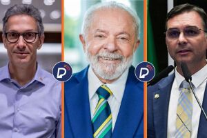 Romeu Zema, Lula e Fl&aacute;vio Bolsonaro.