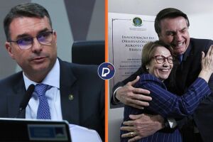 Senador Fl&aacute;vio Bolsonaro e a senadora Tereza Cristina.