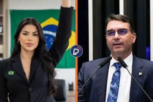 Sophia Barclay e Fl&aacute;vio Bolsonaro.