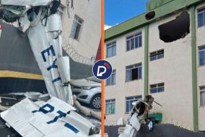 Avi&atilde;o de pequeno porte atinge pr&eacute;dio em Belo Horizonte.