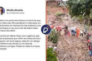 Prefeita de Olinda se solidariza com mortos ap&oacute;s deslizamento.