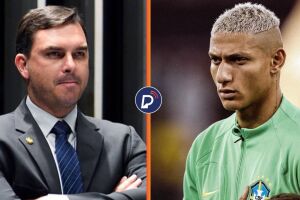Richarlison e Fl&aacute;vio Bolsonaro.
