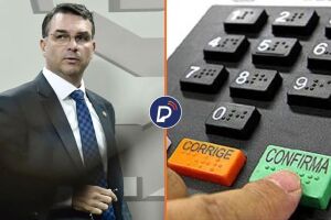 Fl&aacute;vio Bolsonaro e Urna Eletr&ocirc;nica.