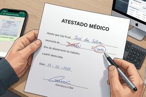 Imagem ilustrativa de um atestado m&eacute;dico.