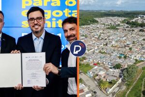 Douglas N&oacute;brega, presidente da Compesa junto a Armando Monteiro Bisneto, diretor-presidente de Suape e Ricardo Cerqueira, presidente da BRK Ambiental/ comunidades Nova Vila Claudete e Vila Claudete.