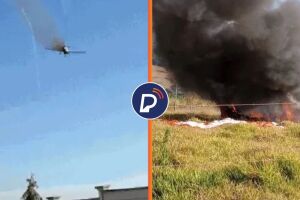 Um avi&atilde;o de pequeno porte caiu na manh&atilde; desta ter&ccedil;a-feira, 25 de agosto, no distrito de Serra Azul. 