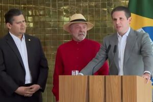 Davi Alcolumbre, Lula e Hugo Motta