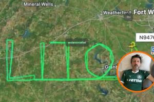 A homenagem foi realizada a bordo de um Cessna 150M e chamou aten&ccedil;&atilde;o nas redes sociais. O voo durou pouco mais de tr&ecirc;s horas, segundo dados do site FlightRadar24.