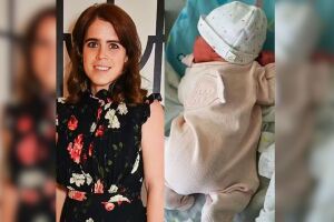 Princesa Eugenie e a filha rec&eacute;m nascida.