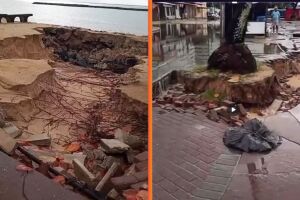 Cratera se forma em orla do Grande Recife ap&oacute;s temporal