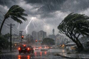 Alerta severo de tempestades no Brasil.