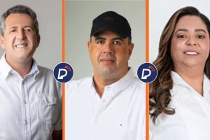 Prefeitos Branco de Geraldo, Marcone Santos e Helbinha Rodrigues.