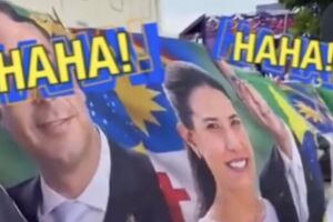 Publica&ccedil;&atilde;o feita com IA associa Raquel Lyra a Fl&aacute;vio Bolsonaro.