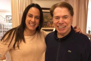 Silvia Abravanel ao lado do pai, Silvio Santos.