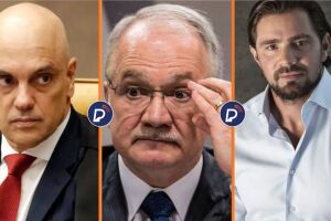 Ministros do STF, Alexandre de Moraes e Edson Fachin e o banqueiro Daniel Vorcaro