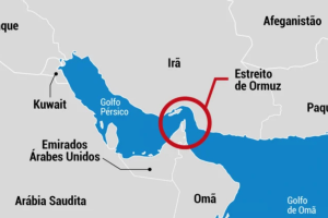Mapa regi&atilde;o do Estreito de Ormuz