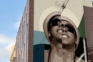 Mural de Chico Science que ficar&aacute; no Bairro do Recife.