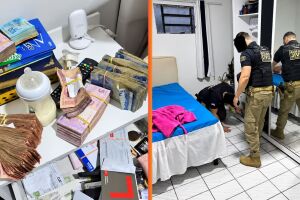 Foram apreendidos um rev&oacute;lver e dinheiro em esp&eacute;cie.