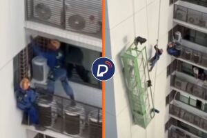 Trabalhadores ficam suspensos ap&oacute;s problemas no andaime