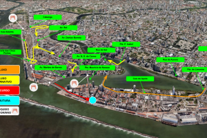 Mapa com altera&ccedil;&otilde;es no tr&acirc;nsito no bairro do Recife