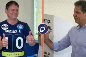 Tarc&iacute;sio de Freitas e Fernando Haddad, candidatos ao governo paulista, votam em S&atilde;o Paulo neste domingo (4).