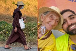 Dona Lurdinha, a devota de S&atilde;o Francisco realiza a caminhada h&aacute; 24 anos.