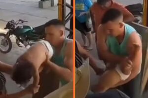 Uma c&acirc;mera de seguran&ccedil;a registrou o atendimento &agrave; crian&ccedil;a.