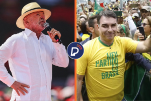 Lula (PT) e Fl&aacute;vio Bolsonaro (PL) em campanhas