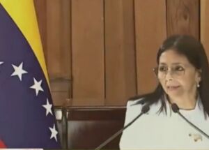 Presidente interina da Venezuela, Delcy Rodr&iacute;guez.
