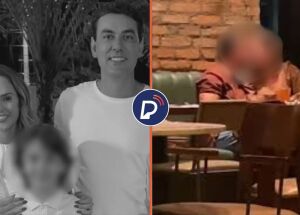 Sarah Ara&uacute;jo, ao lado do marido, secret&aacute;rio de prefeitura junto do filho e suposto momento da trai&ccedil;&atilde;o.