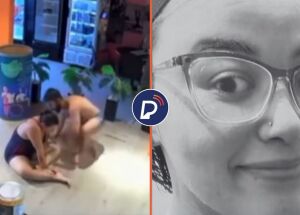 Imagens do circuito interno da academia e mulher que morreu.