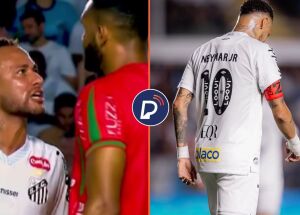 Neymar discutiu com zagueiro do Velo Clube dentro de campo.