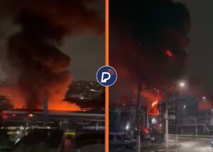 Inc&ecirc;ndio destr&oacute;i distribuidora de tintas na madrugada e mobiliza o Corpo de Bombeiros