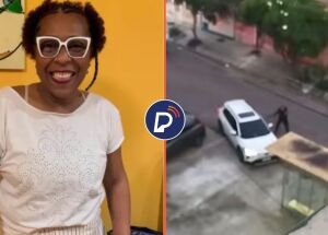 M&eacute;dica cirurgi&atilde; Andr&eacute;a Marins Dias e momento em que policiais abordam o carro da v&iacute;tima.
