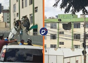 Avi&atilde;o de pequeno cai e atinge fachada pr&eacute;dio em Belo Horizonte; confira v&iacute;deo do momento