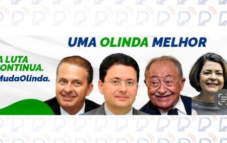 Antônio Campos usa banner com fotos de Arraes e Eduardo Campos para confirmar data de convenção partidária.