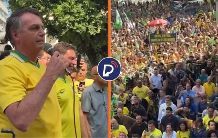 Jair Bolsonaro em discurso no Rio de Janeiro.